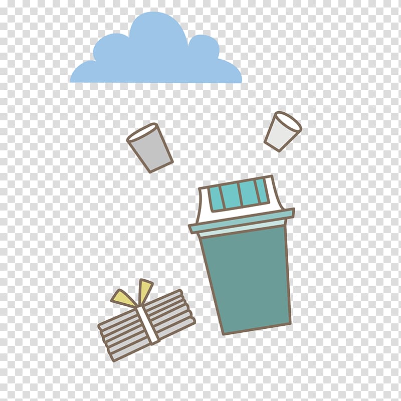 Paper Waste container, blue trash can transparent background PNG clipart