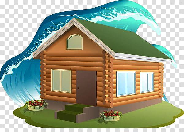House illustration , Flood and tsunami submerged houses transparent background PNG clipart