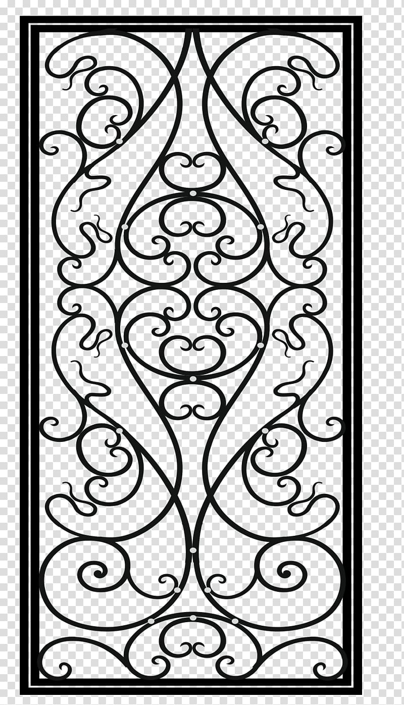 rectangular black frame illustration, Wrought iron Drawing Forging, Iron fence transparent background PNG clipart
