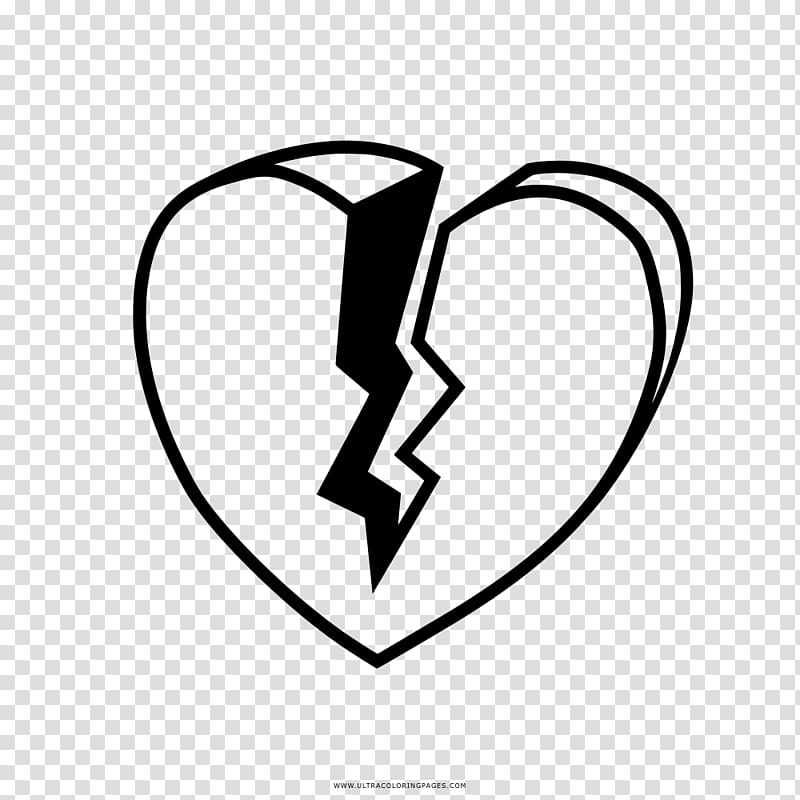 Black and white Drawing Coloring book Broken heart, painting transparent background PNG clipart