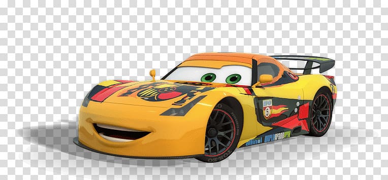 yellow and black Cars character, Miguel transparent background PNG clipart