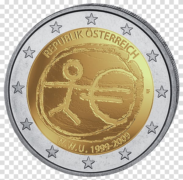 Austrian euro coins 2 euro coin 2 euro commemorative coins, Coin transparent background PNG clipart