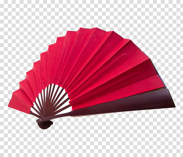 China Paper Hand fan Red, Chinese fan sub transparent background PNG clipart