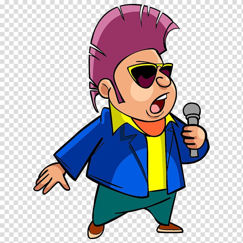 Microphone Cartoon Singing Drawing, Singing man transparent background PNG clipart