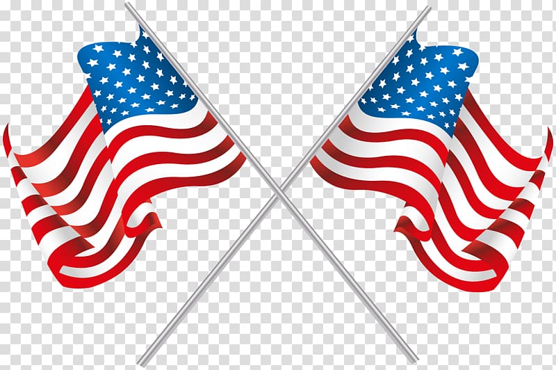 two U.S.A. flags, Flag of the United States , USA Crossed Flags transparent background PNG clipart
