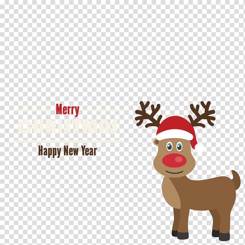 Santa Clauss reindeer Rudolph Christmas card, Christmas Rudolph the Red Nose material transparent background PNG clipart