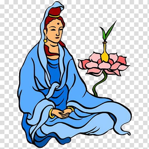 Guanyin Buddhism Bodhisattva, Cartoon Goddess of Mercy transparent background PNG clipart