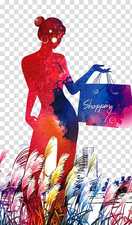 woman holding shopping bag , Paper Poster Shopping bag Printing, Shopping woman transparent background PNG clipart