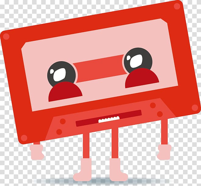 Compact Cassette Illustration, cartoon red cassette transparent background PNG clipart