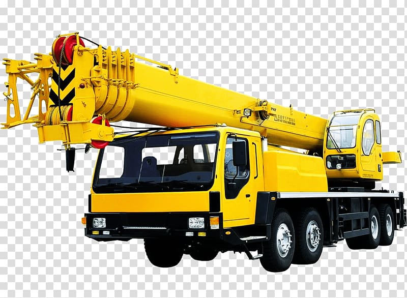 yellow crane truck illustration, Telescopic Crane Truck transparent background PNG clipart