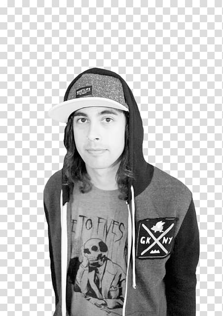 Vic Fuentes Black and white Pierce The Veil Musician, Andrew Cole transparent background PNG clipart