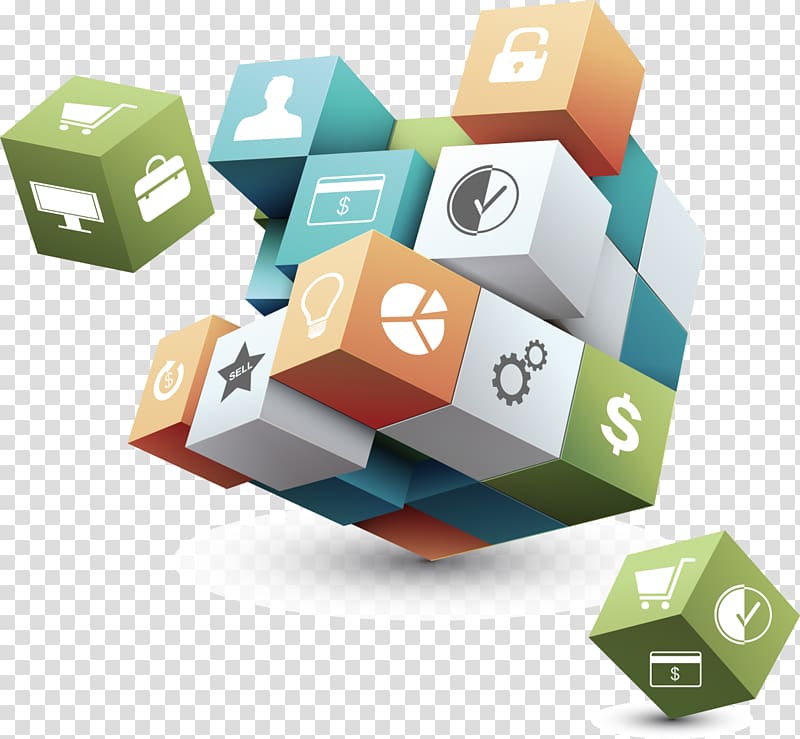 Digital marketing Information Service Business, cubes transparent background PNG clipart