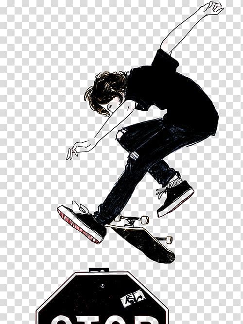 man doing skateboarding , Drawing Art Skateboarding Illustration, Skateboard Boy transparent background PNG clipart