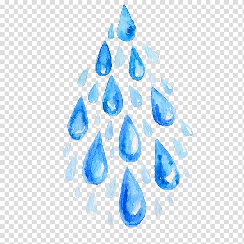 water droplets illustration, Watercolor painting Icon, Watercolor blue water droplets transparent background PNG clipart