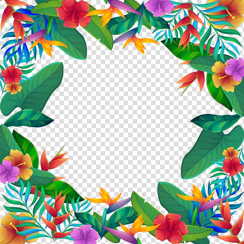 plants border, , tropical flowers transparent background PNG clipart