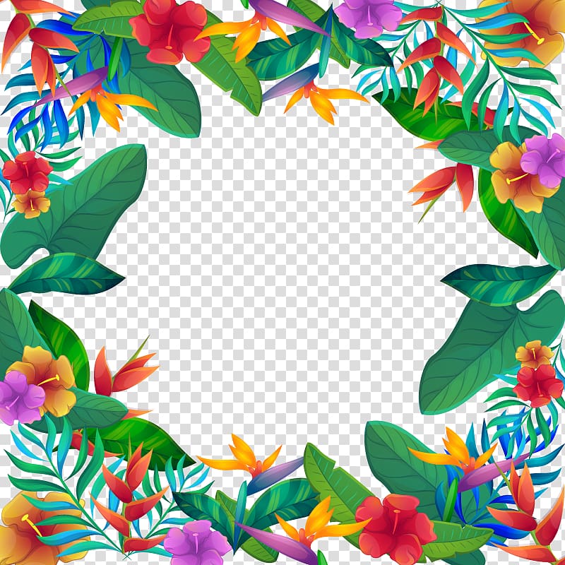 Tropical Flower Border Design 