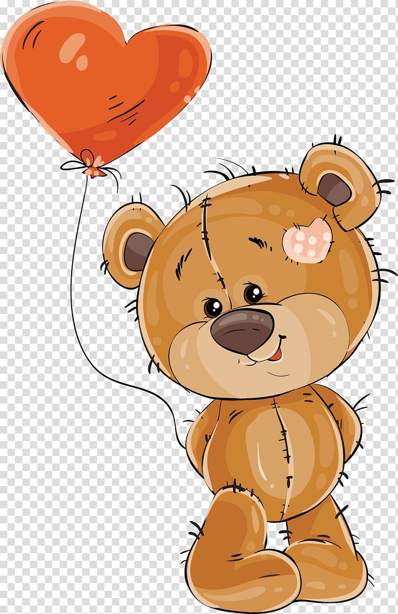 Teddy bear Balloon , Bear with a balloon of love, bear holding heart shaped balloon illustration transparent background PNG clipart