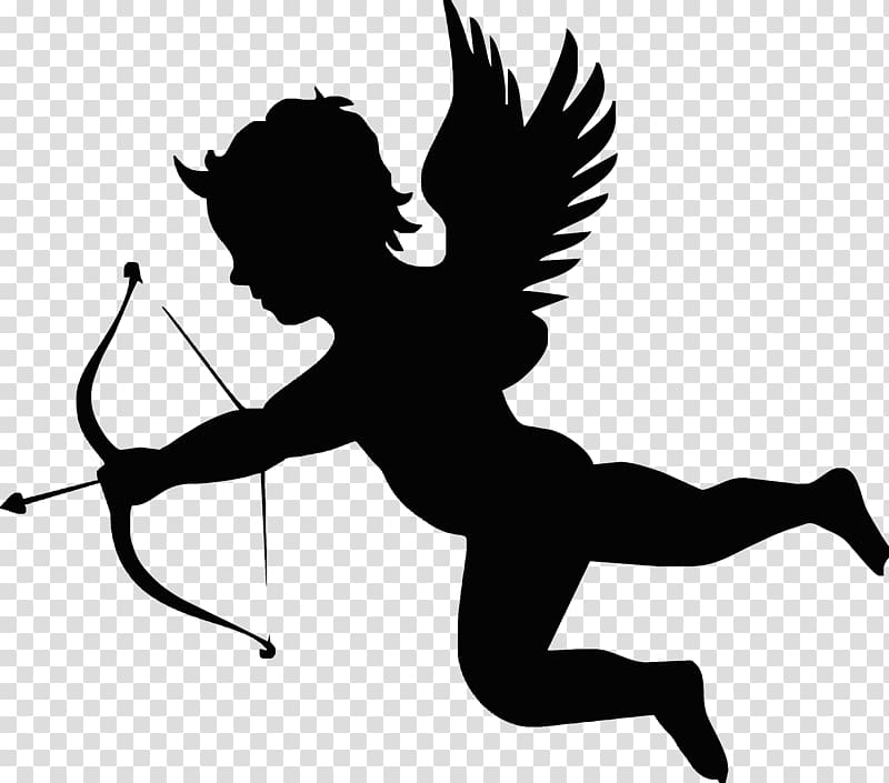 Cupid Arrow Love Illustration, Cupid Silhouette transparent background PNG clipart