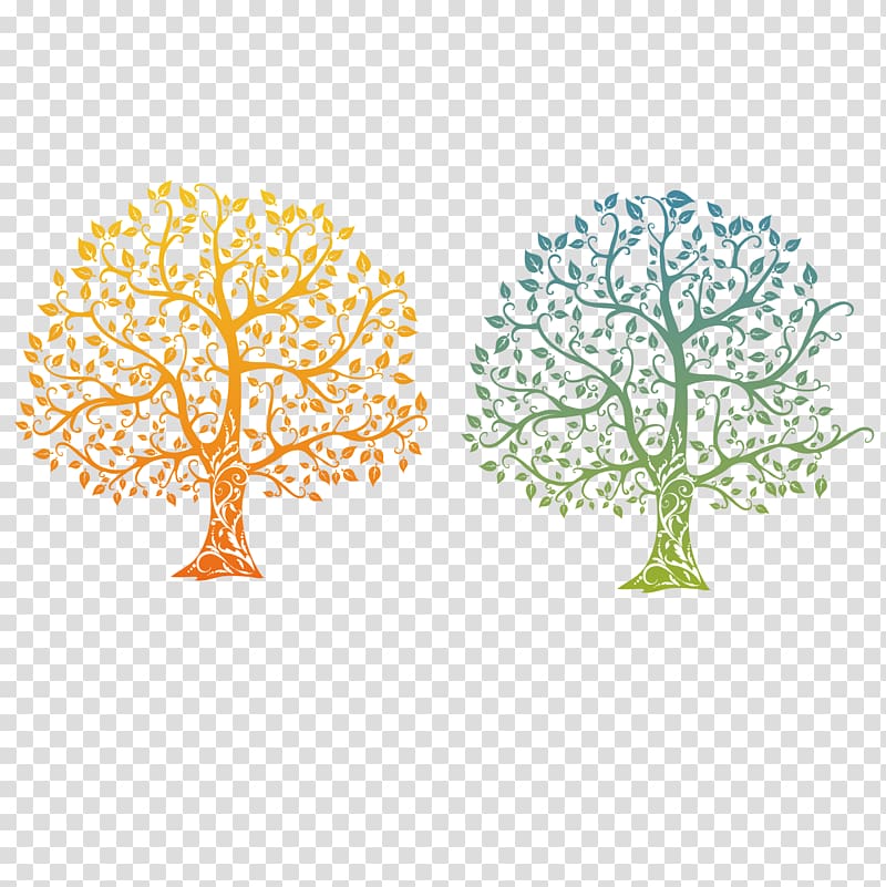 green and brown trees illustrations, Family tree Tree of life Drawing, Gradient tree transparent background PNG clipart