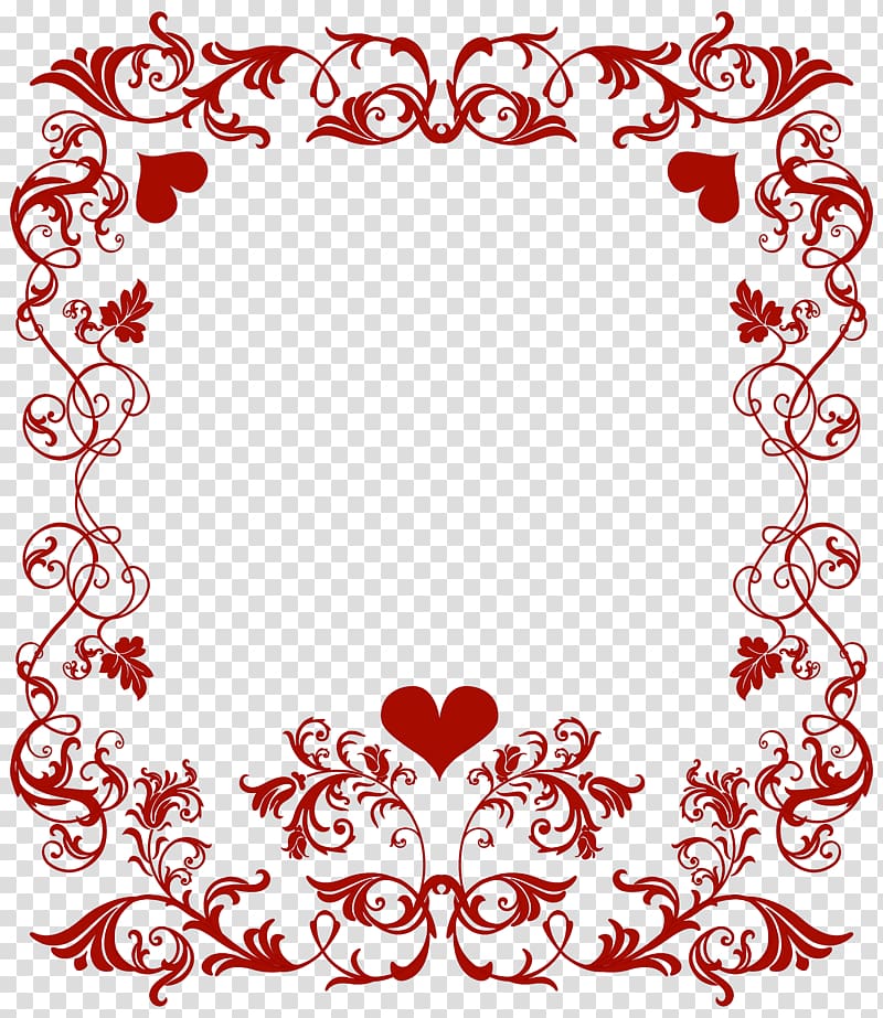 red floral frame , Valentine's Day Heart , Valentine's Day Decorative Border transparent background PNG clipart