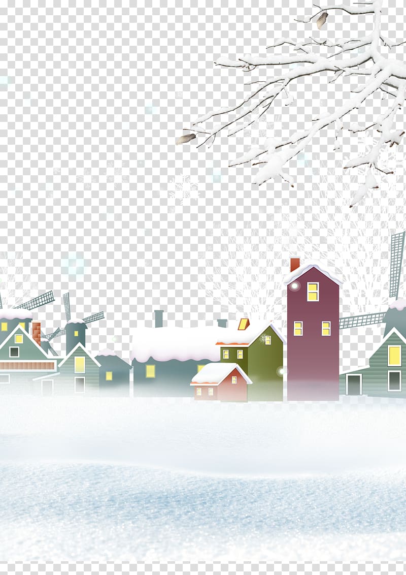 Adobe Illustrator Template , After the snow and town branches transparent background PNG clipart