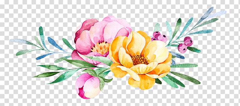 pink and yellow peony flowers illustration, Wedding invitation Succulent plant Flower , watercolor flower transparent background PNG clipart