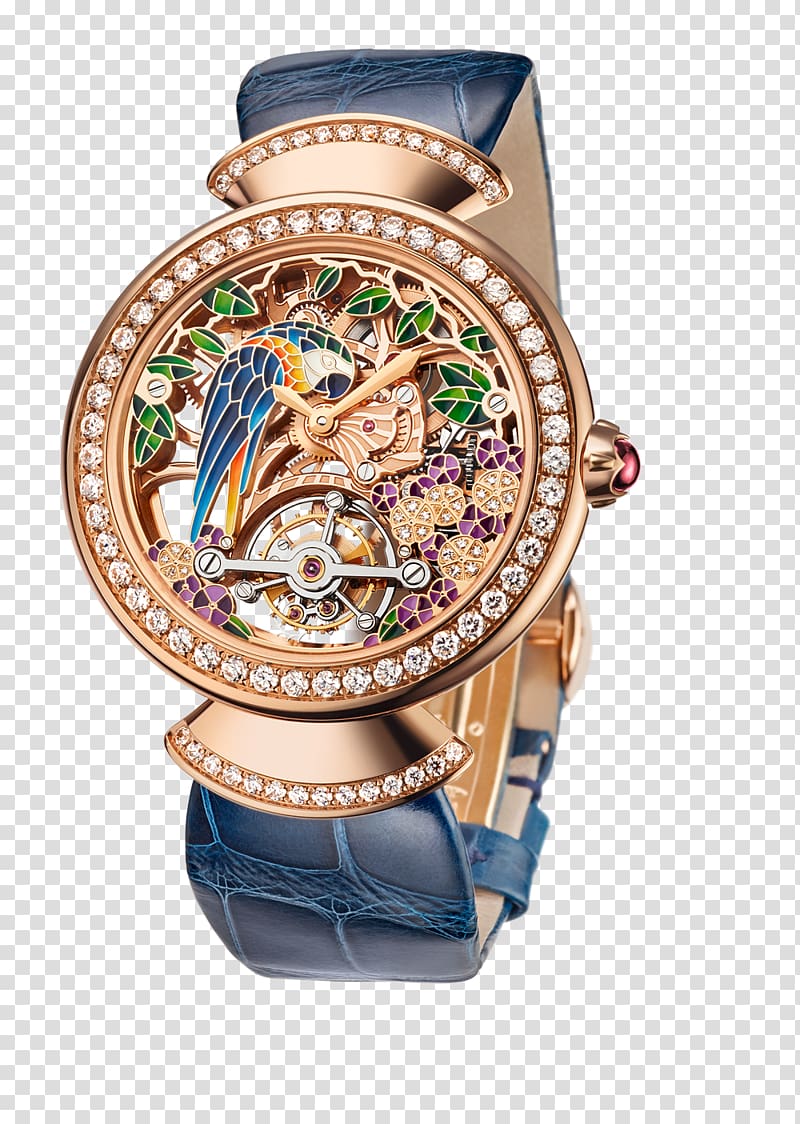 Bulgari Chanel Watch Jewellery Tourbillon, Bulgari rose gold watch female table carved hollow transparent background PNG clipart