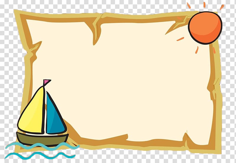 sailboat and sun border frame, Cartoon , Cartoon sea border text box transparent background PNG clipart