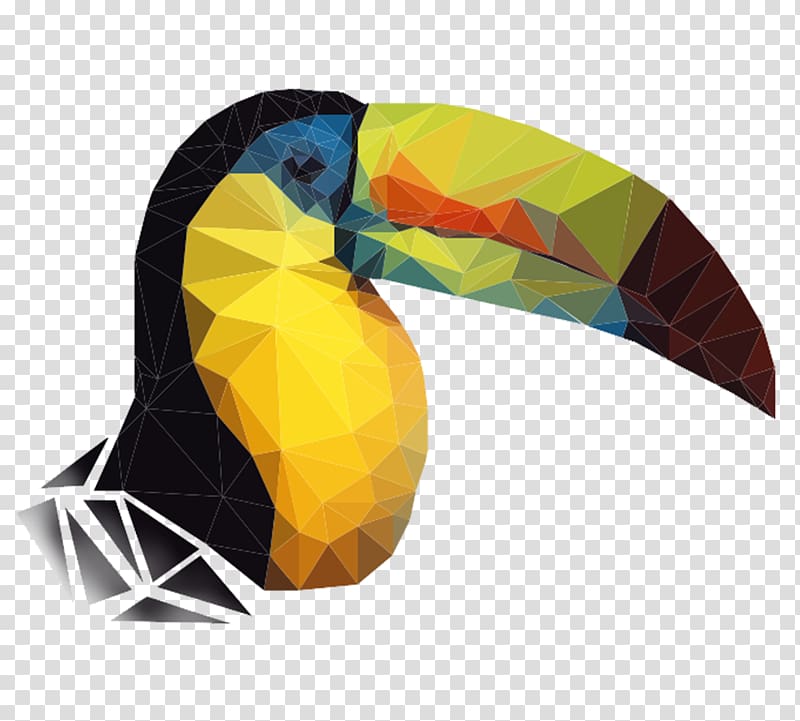 Polygon Toucan Animal, polygonal transparent background PNG clipart