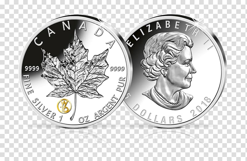 Commemorative coin Silver Canadian Gold Maple Leaf Canada, silver maple leaf transparent background PNG clipart