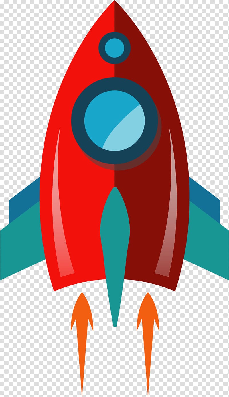 Rocket Cohete espacial Sticker, Red cartoon rocket transparent background PNG clipart