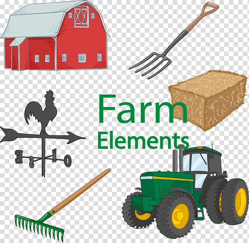 Farm Agriculture Tractor, hand-drawn hay farm tractor transparent background PNG clipart