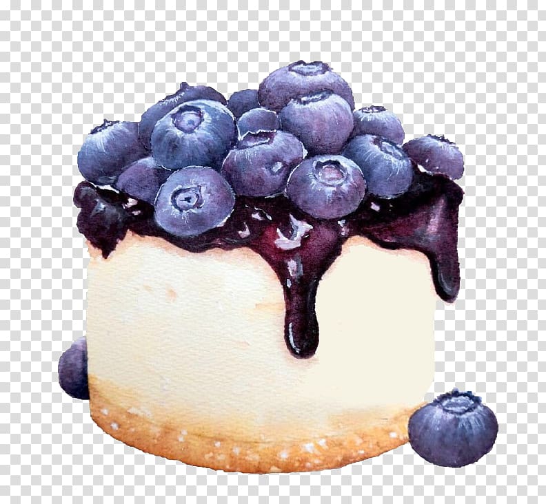 white icing covered cake, Cupcake Chocolate cake Strawberry cream cake Blueberry, Cartoon blueberry cake transparent background PNG clipart