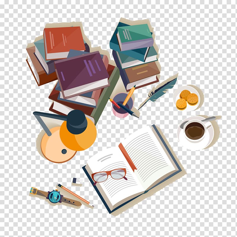 Flat design Illustration, Books and stationery transparent background PNG clipart