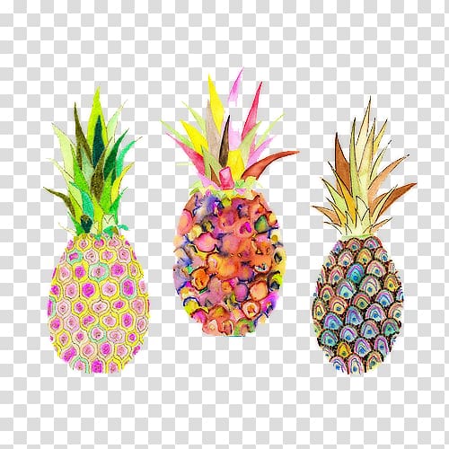 multicolored pineapple illustrations, Pineapple Fruit Printing Printmaking, pineapple transparent background PNG clipart