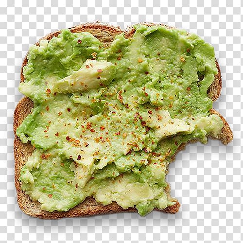 green matcha on brown bread, Vegetarian cuisine Avocado toast Breakfast Food, avocado transparent background PNG clipart