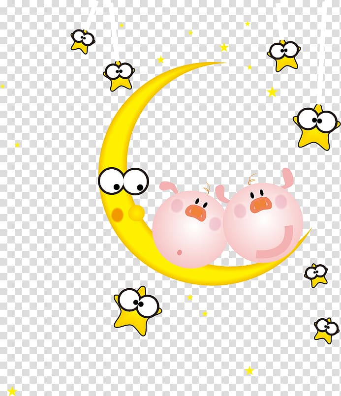 Cartoon Drawing Moon, Cartoon cute moon star transparent background PNG clipart