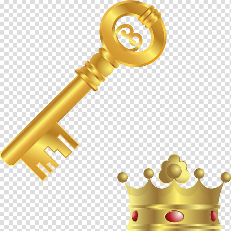 Icon, Gold Crown Key transparent background PNG clipart
