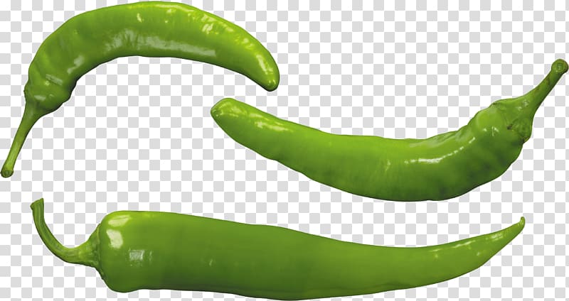 three green chili peppers, Bell pepper Chili pepper Pizza, Green Pepper transparent background PNG clipart