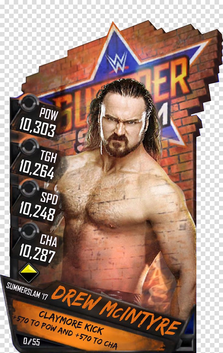 Drew McIntyre SummerSlam (2018) SummerSlam (2017) WWE SuperCard WWE SmackDown, wwe transparent background PNG clipart
