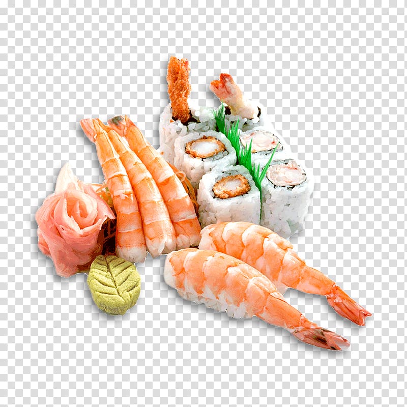 California roll Sushi Sashimi Japanese Cuisine Tempura, shrimps transparent background PNG clipart