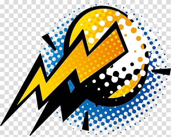 yellow and white thunder art, Cartoon Comic book Comics Icon, lightning transparent background PNG clipart