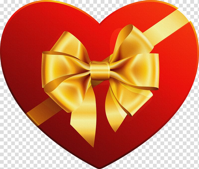 Valentine\'s Day Sweetest Day Heart , gold ribbons transparent background PNG clipart