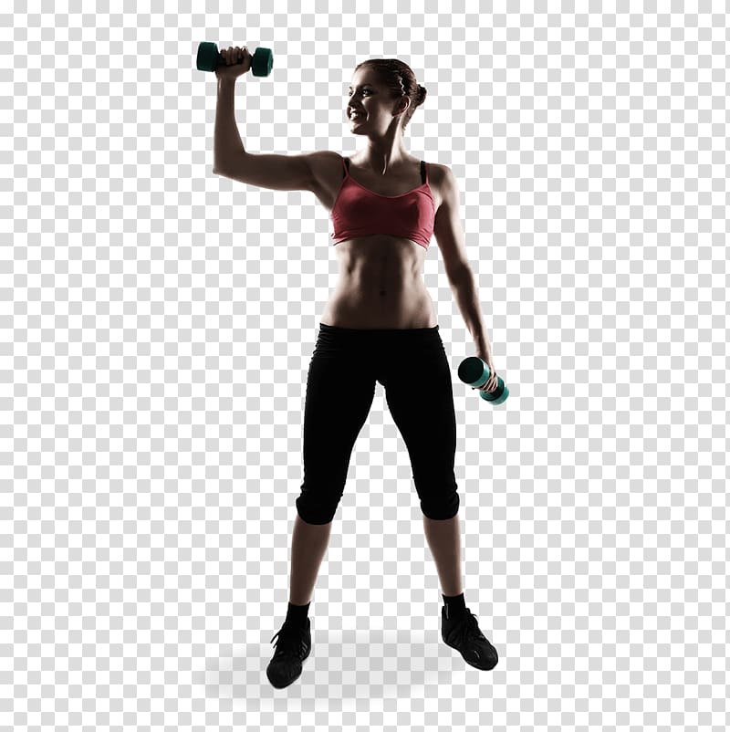 Woman exercising holding dumbbells, Fitness Centre Physical fitness  Personal trainer Weight loss Weight training, gym transparent background PNG  clipart