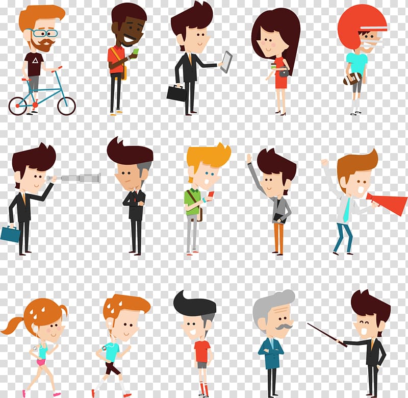 illustration lot, Character Model sheet Cartoon Illustration, Character design material transparent background PNG clipart