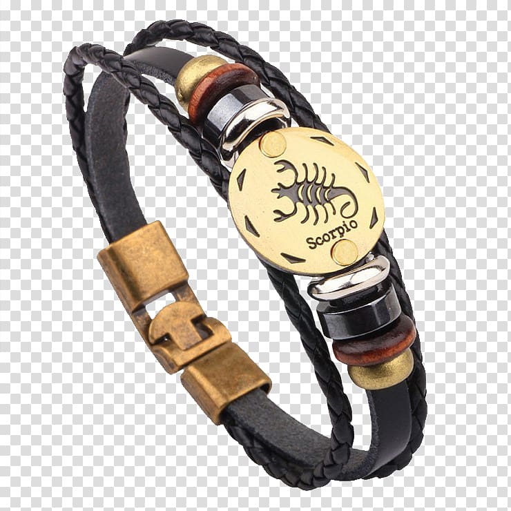 Leather Bracelets Charm bracelet Bangle, Creative Scorpion Bracelet transparent background PNG clipart