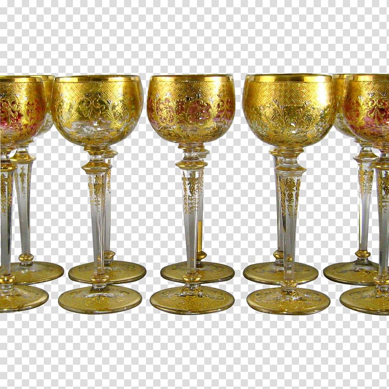 Wine glass Stemware Chalice Gilding, bohemian transparent background PNG clipart