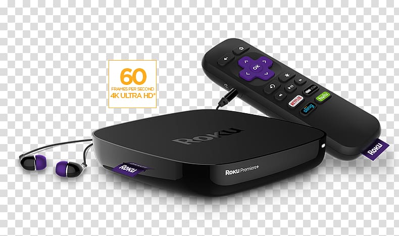 Roku Premiere+ Digital media player 4K resolution, Roku transparent background PNG clipart