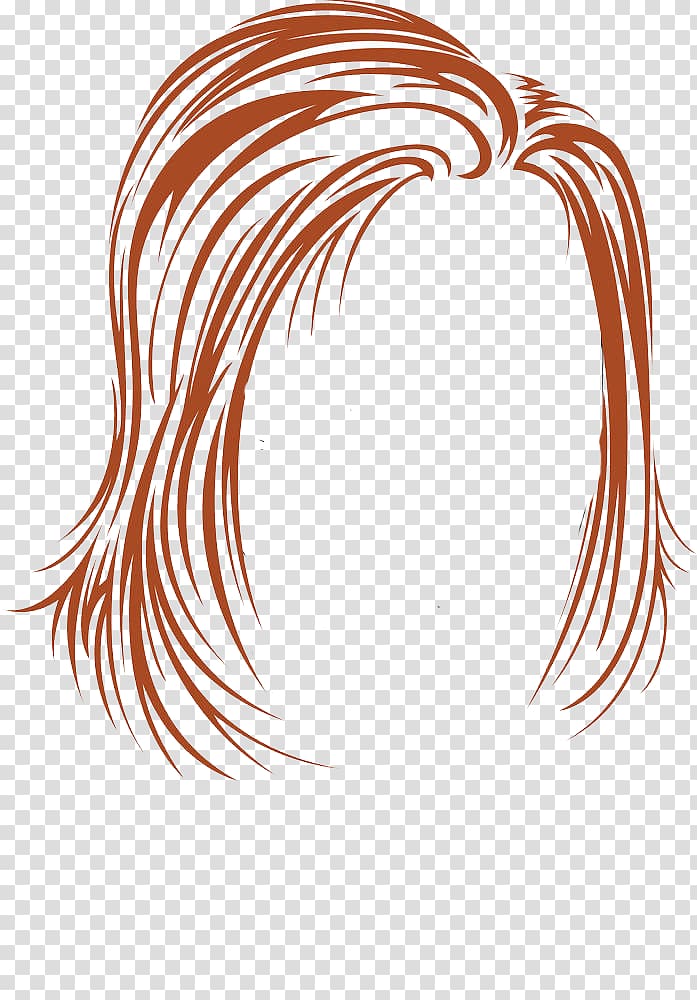 Red hair Illustration, The lady in the long hair line transparent background PNG clipart