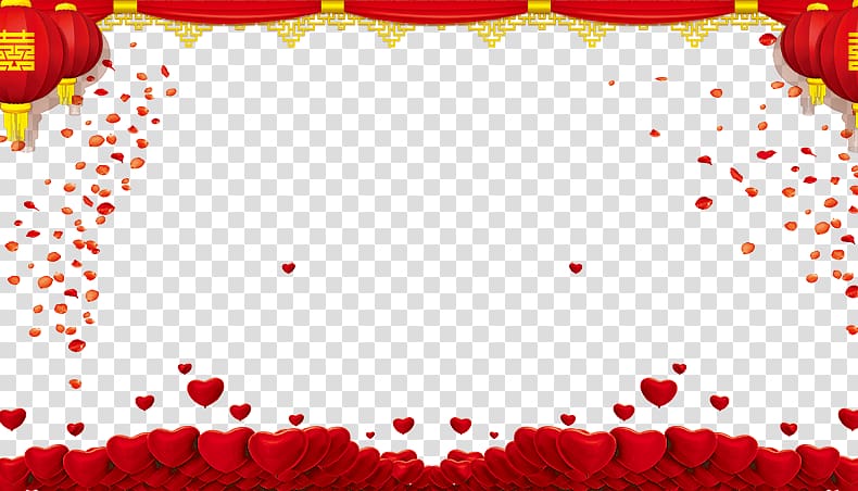 heart border illustration, Red Wedding , Wedding poster background transparent background PNG clipart